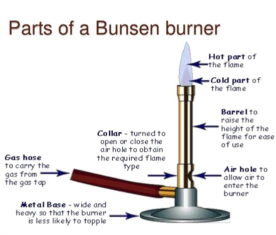 bunsen burner parts Form 1 notes