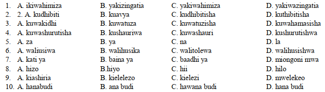 kiswahili set 4 q1 10