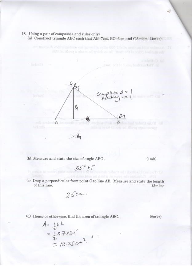 mathematics form 2 exams with marking scheme