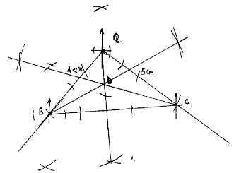 Diagram showing positiond of B C Q and D