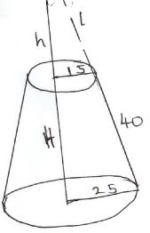 calculating perpendicular height of a frustum