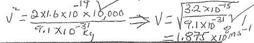 velocity of an electron striking the target