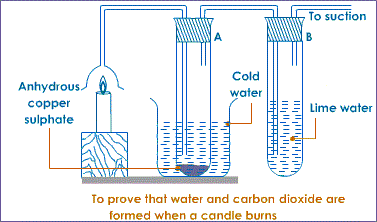 to demonstrate that water and carbon dioxide are formed when candle burns