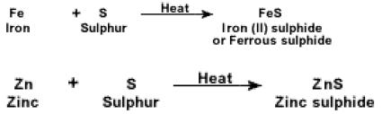 reaction of sulphur with metals