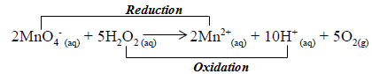 action of acidified potassium permanaganate on hydrogen peroxide