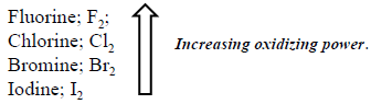 order of oxidizing power of halogens