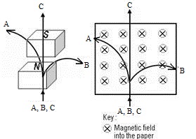 radiations through a magnetic field