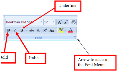 formatting toolbar