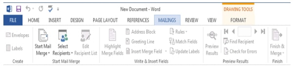 mailings tab
