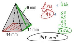 example surface are of pyramid